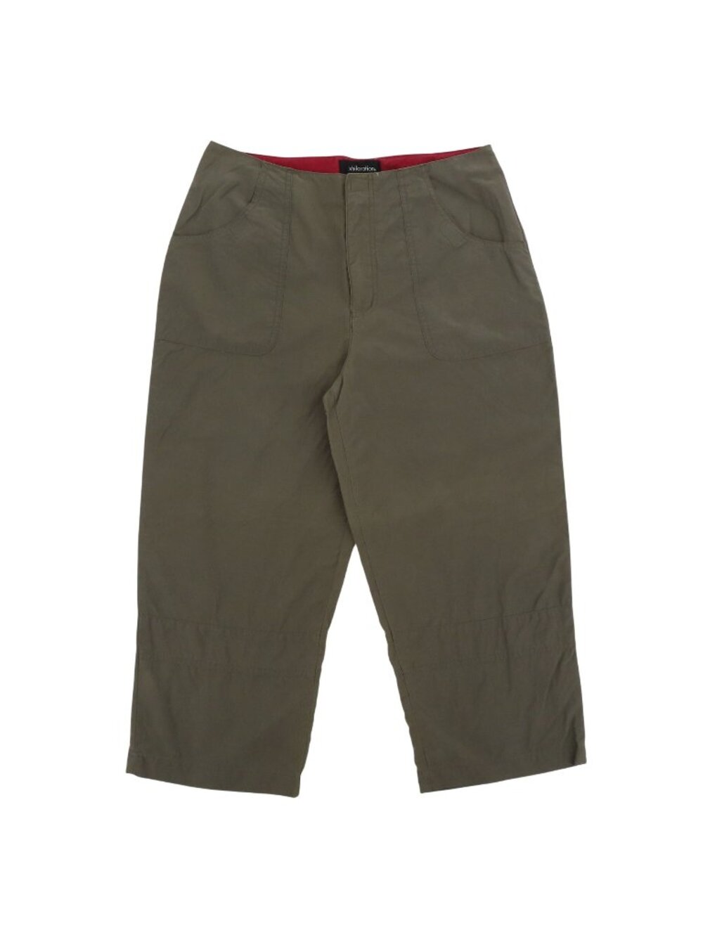 Xhilaration Juniors 9 Green Brown Cropped Capri Pants Pockets Y2K Cotton Blend